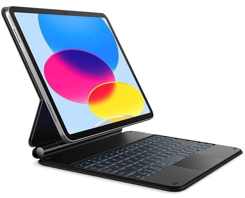 زونبون ZONBON  لوحة مفاتيح مغناطيسية لجهاز iPad 11 بوصة (A16، 2025) / iPad الجيل العاشر 10.9 بوصة (2022)، لوحة مفاتيح ماجيك لجهاز iPad 11/10، لوحة تتبع متعددة اللمس، مفاتيح بإضاءة خلفية بسبعة ألوان، العربية والإنجليزية، أسود - Image 1