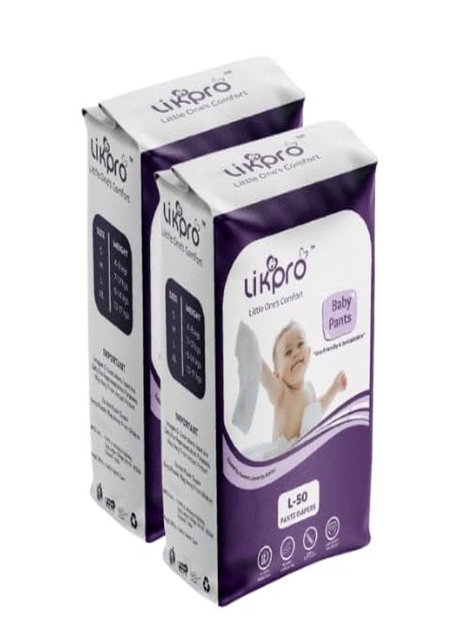 Likpro Premium Baby Diapers | Ultra Soft, Dry & Leak-Proof | Anti-Rash Cottony Layer, 12-Hour Absorption, Flexible Fit | Size S, M, L, XL (L, 100, count) - Image 1