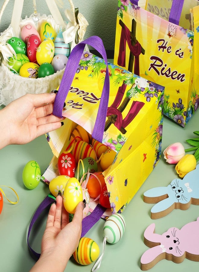 Tiamon 12 Pieces Easter Non Woven Fabric Bag Inspiring He is Risen Sign Gift Bags Cookie Treat Candy Goody Easter Religious Treat Bags with Double Handles for Easter Theme Bible School Party Favor - Image 2