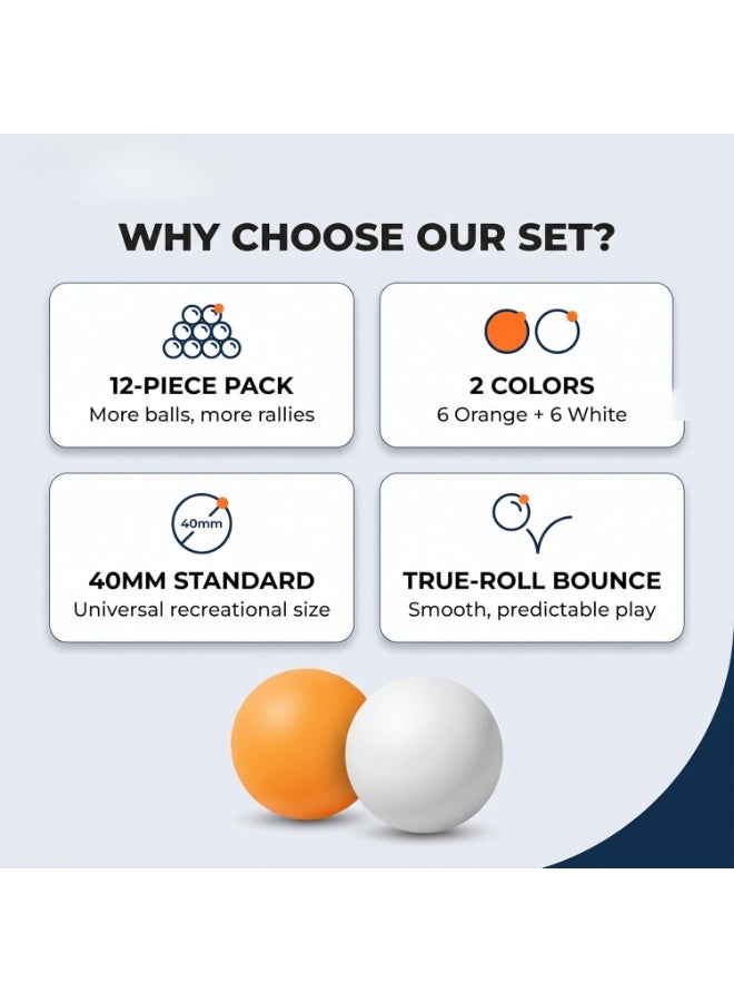 ARGT Table Tennis Balls 12 Pack – Ping Pong Balls 40mm Standard Size – 6 Orange & 6 White – Seamless ABS – Indoor Outdoor Training & Recreational Play - Image 4
