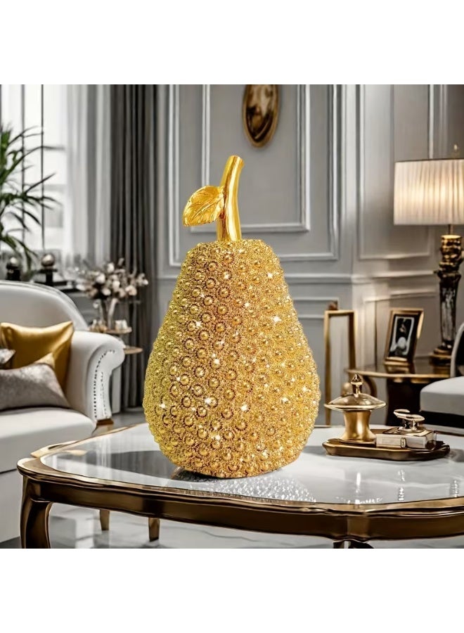 إيروريكس زينة فاخرة على شكل كمثرى باللون الذهبي مصنوعة من الراتنج مع نسيج خرزي | قطعة مركزية أنيقة للطاولة لغرفة المعيشة والمكتب وغرفة النوم، مناسبة لمختلف أنواع الغرف والاحتفالات - Image 4