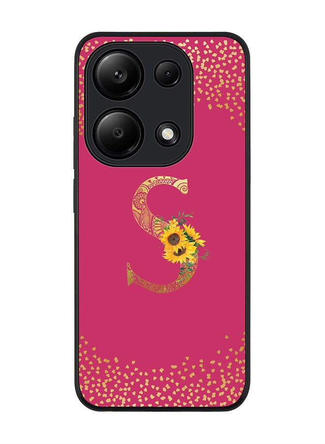 Stylizedd غطاء قوي لهاتف Xiaomi Redmi Note 13 Pro 4G / Xiaomi Poco M6 Pro 4G - حرف أول مخصص بنمط الزهور - S (Deep Pink Rose) - Image 1