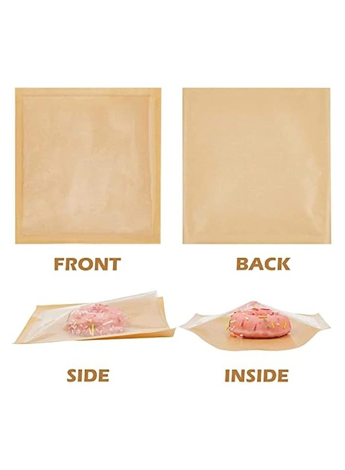 erorex Heat-Sealable Bakery Bags, for Cookies and Pastries, 7.1x7.5 Inches Grease Resistant Brown Kraft Paper Food Bags - Donut Bags - Egg Sandwich Bags 100ct  - Image 3