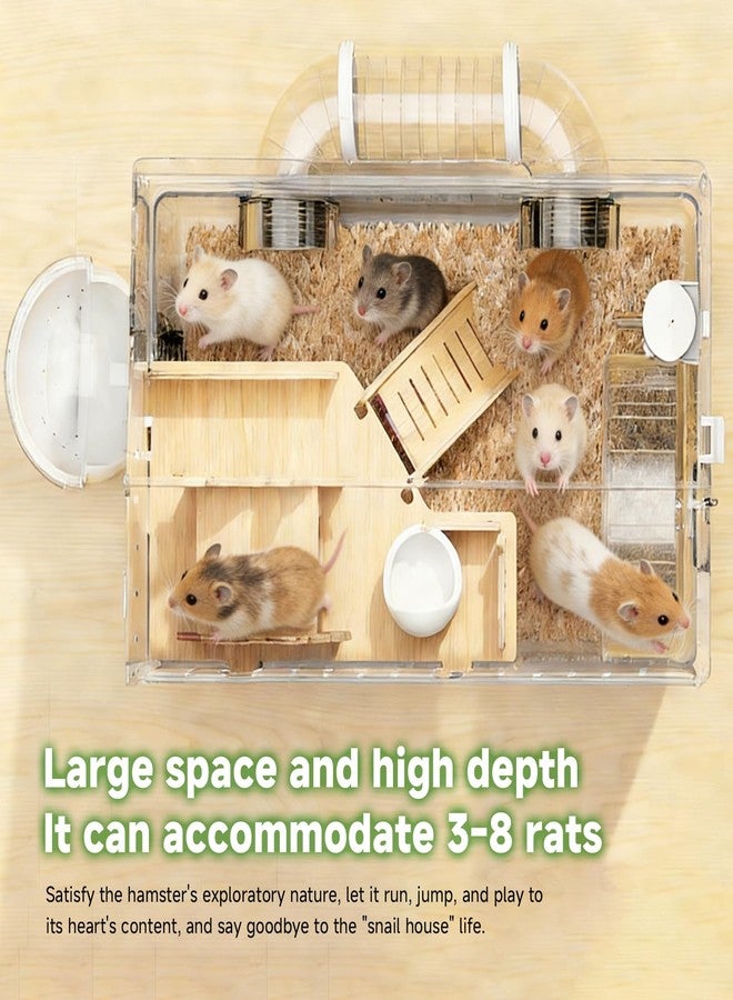 8-in-1 Acrylic Hamster Cage with All Accessories, 18.5"x11.8"x14.6" 2-Layer Full Transparent Viewing House, Top-Open Habitat for Dwarf Hamsters, Pet Mice & Gerbils - Image 2