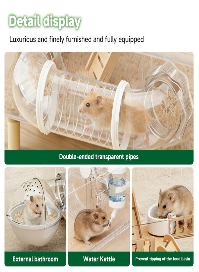8-in-1 Acrylic Hamster Cage with All Accessories, 18.5"x11.8"x14.6" 2-Layer Full Transparent Viewing House, Top-Open Habitat for Dwarf Hamsters, Pet Mice & Gerbils - Image 5