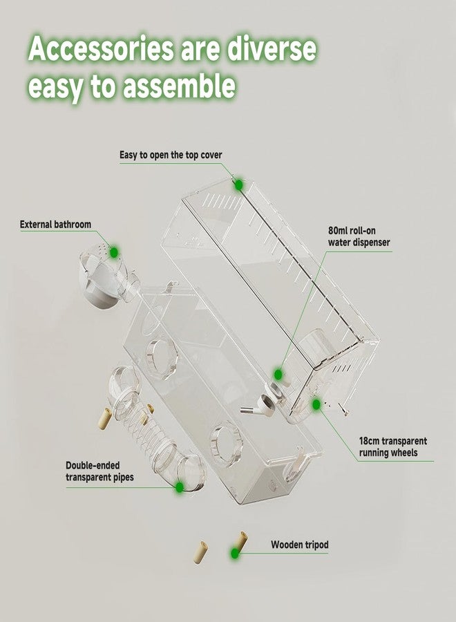 8-in-1 Acrylic Hamster Cage with All Accessories, 18.5"x11.8"x14.6" 2-Layer Full Transparent Viewing House, Top-Open Habitat for Dwarf Hamsters, Pet Mice & Gerbils - Image 3