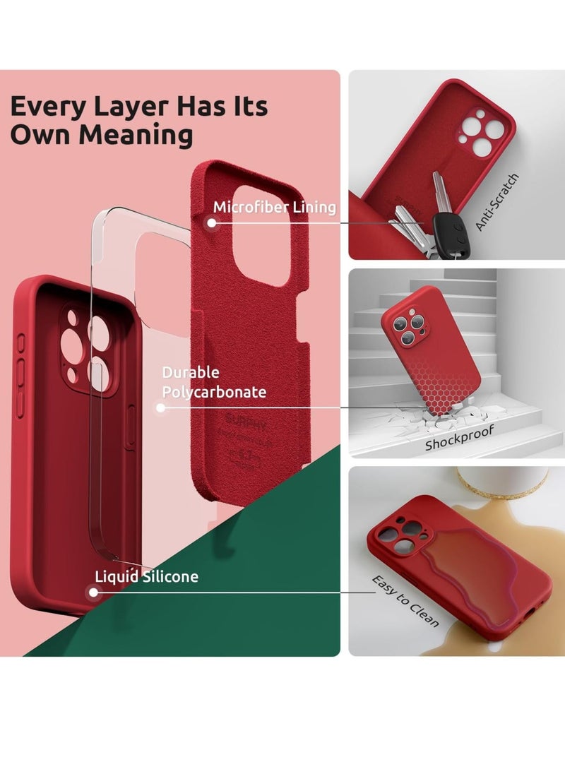 Raxoom Design for iPhone 15 Pro Max Case, Liquid Silicone [2 x Screen Protectors & 1 x Lanyard] Protection for Each Lens Shockproof Cover for iPhone 15 Pro Max 6.7 inch 2023, Red - Image 4