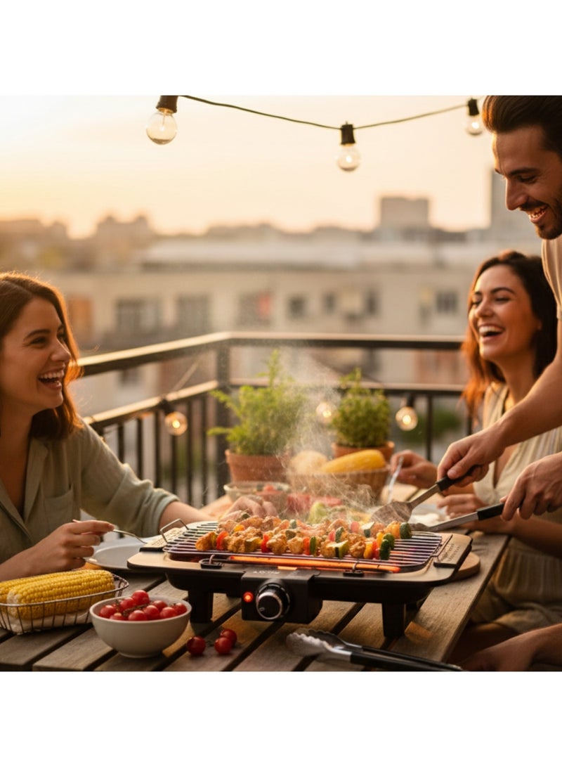 أريون اريون شواية الكهربائية (2400 واط) | للاستخدام الداخلي والخارجي على الطاولة | ترموستات قابل للتعديل | AR-2400WGR - Image 2