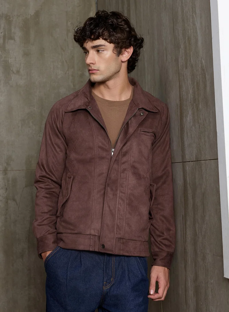 CAHOOT Cahoot Men's Brown Poly Blend Biker Jacket - 9931
