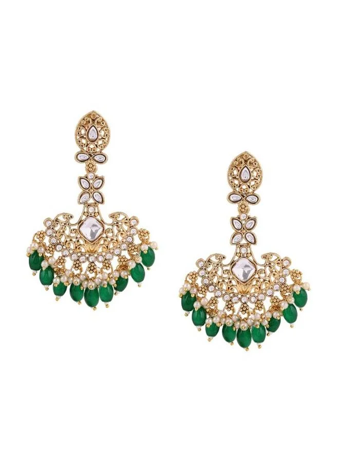 Priyaasi Elegant Women Brass Earrings with pattern and secured with Post and Back closure and styled in ideal for Ethnic moments — designed to make heads turn.