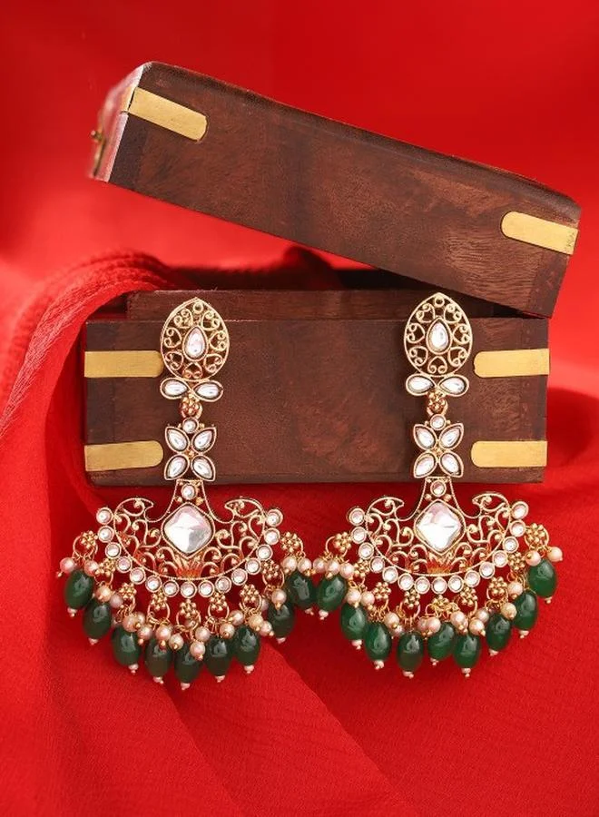 Priyaasi Elegant Women Brass Earrings with pattern and secured with Post and Back closure and styled in ideal for Ethnic moments — designed to make heads turn.