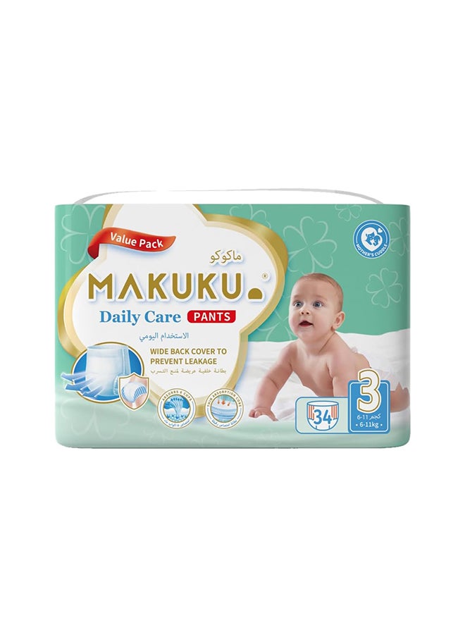 Makuku - Daily Care Pants Diapers - Size 3 (6-11kg) | 4-6 months | 34 Pieces - Image 1