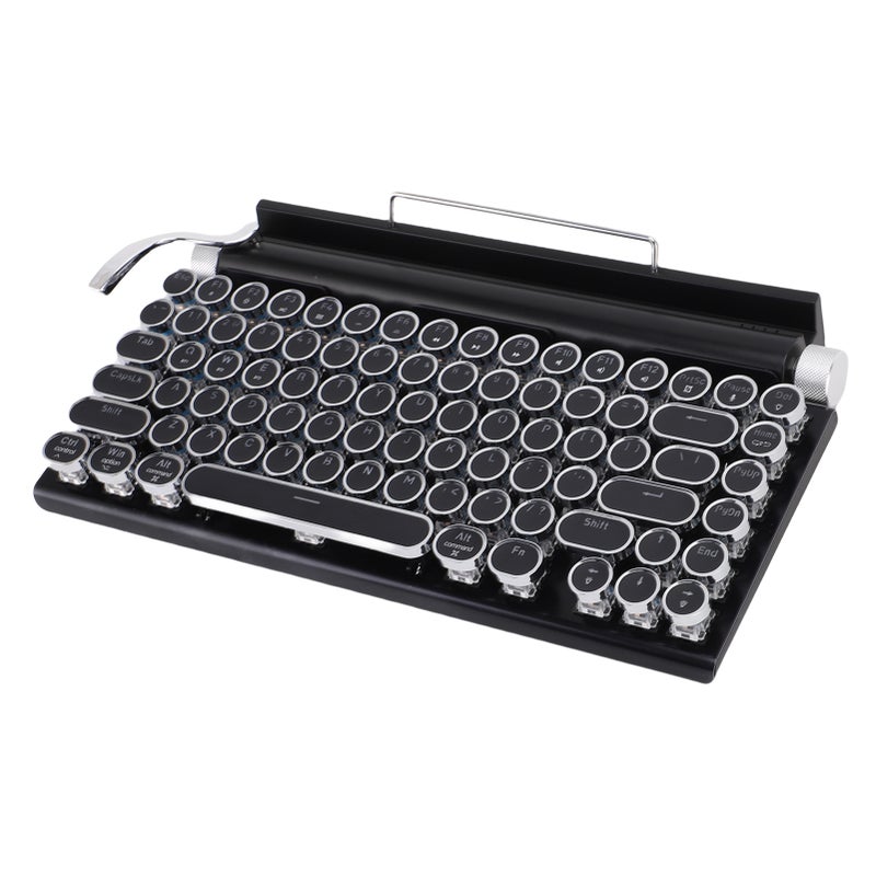 Retro Typewriter Keyboard BT Punk Round Keycap Metal Frame Wireless Mechanical Keyboard for Tablet Computer Phone Black - Image 2