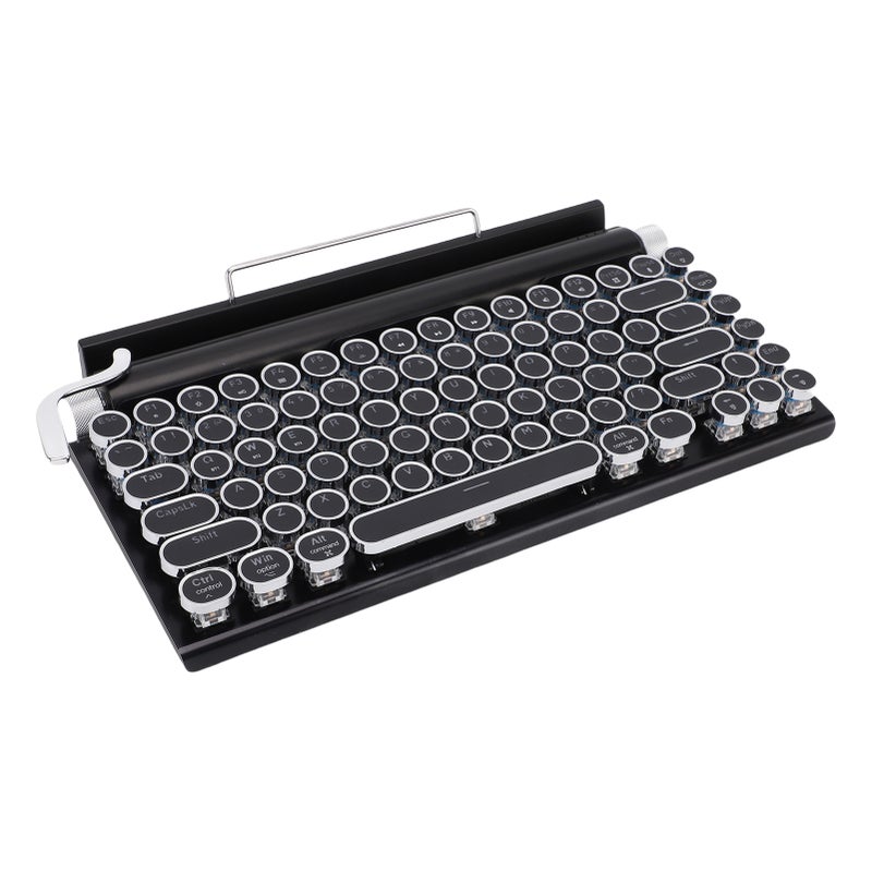 Retro Typewriter Keyboard BT Punk Round Keycap Metal Frame Wireless Mechanical Keyboard for Tablet Computer Phone Black - Image 5