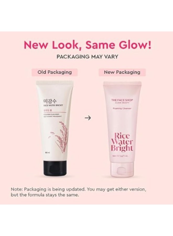 THE FACE SHOP Rice Water Bright Foaming Cleanser 100ml | Brightening Face Wash for Oily & Uneven Skin | Korean Skincare - Image 2