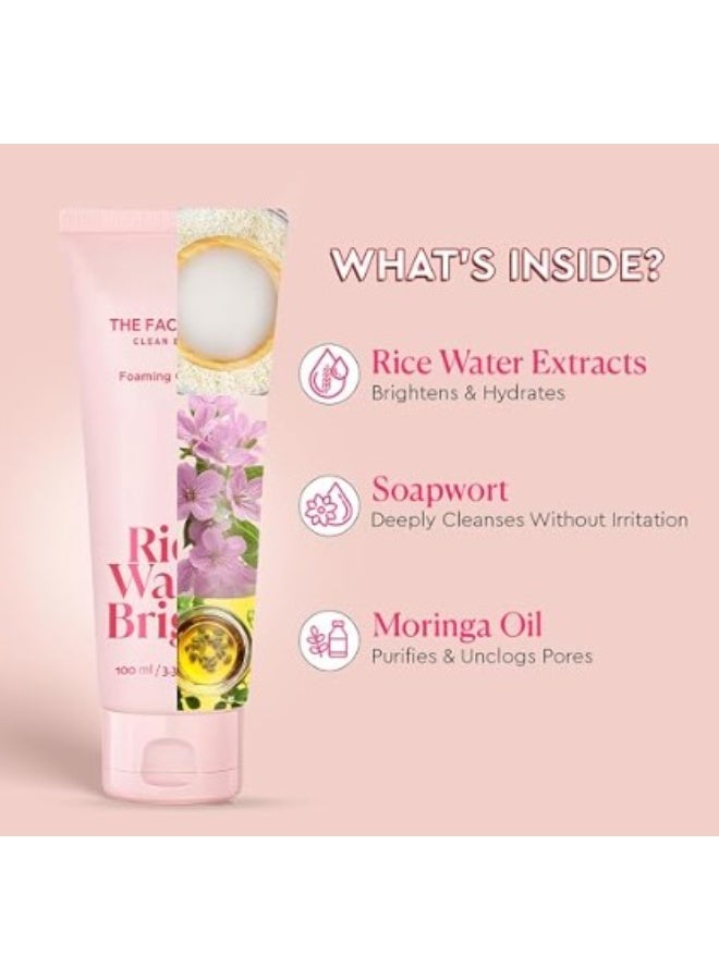 THE FACE SHOP Rice Water Bright Foaming Cleanser 100ml | Brightening Face Wash for Oily & Uneven Skin | Korean Skincare - Image 5