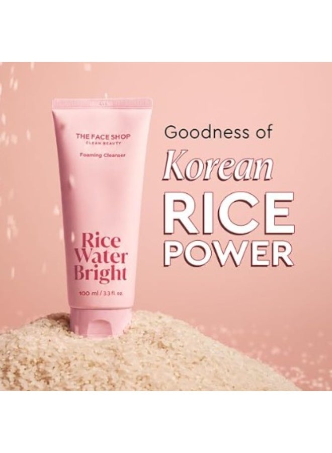 THE FACE SHOP Rice Water Bright Foaming Cleanser 100ml | Brightening Face Wash for Oily & Uneven Skin | Korean Skincare - Image 4