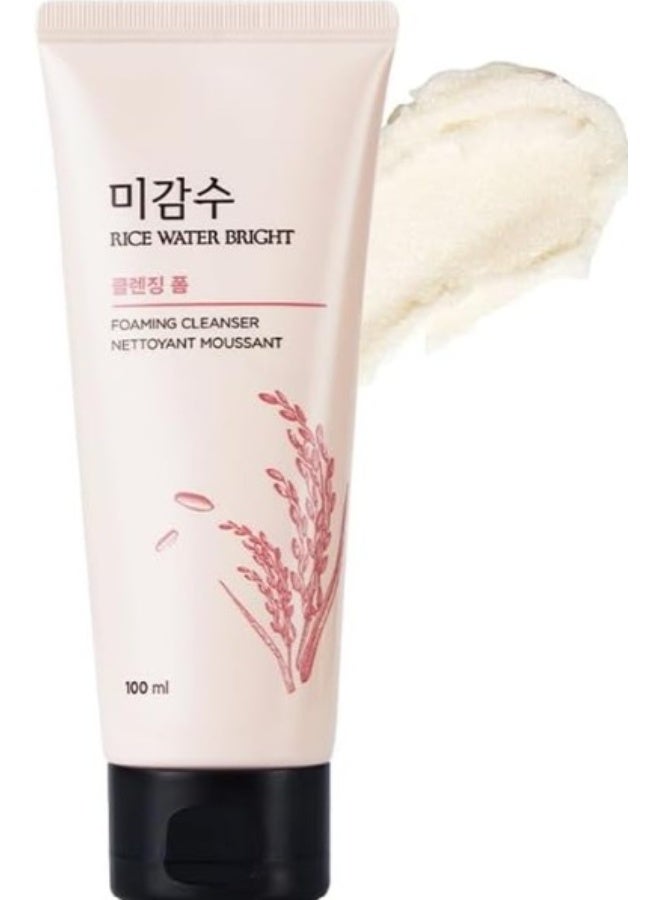 THE FACE SHOP Rice Water Bright Foaming Cleanser 100ml | Brightening Face Wash for Oily & Uneven Skin | Korean Skincare - Image 1