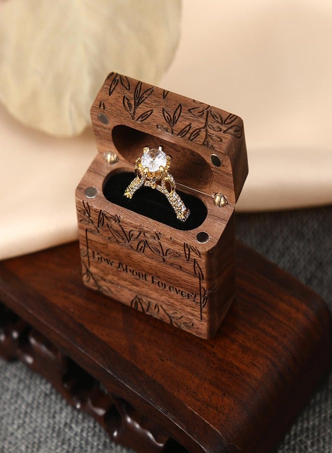 Drnilui Ring Box, Wooden Ring Box for Wedding Ceremony Ring Bearer Box, Engagement Ring Holder Gift for Anniversaries Day, Birthday Gift - Image 4