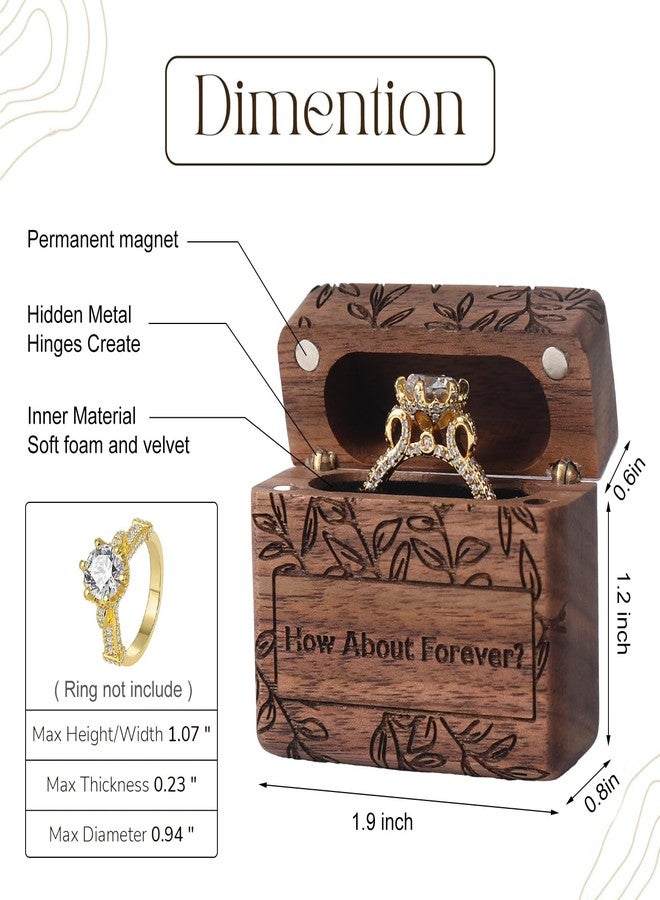 Drnilui Ring Box, Wooden Ring Box for Wedding Ceremony Ring Bearer Box, Engagement Ring Holder Gift for Anniversaries Day, Birthday Gift - Image 2