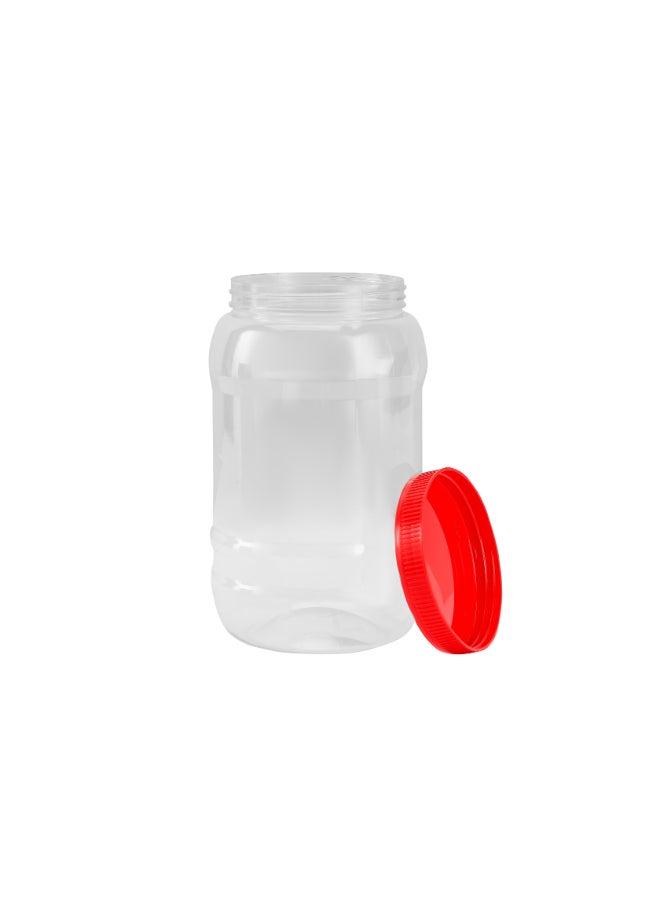 Royalford Round Airtight PET Jar, RF11226, 2000ml  Set of 4  Transparent Jar for Pulses, Cereals and Spices For Kitchen Organization PET Canister Kitchen Accessories Leak-Proof Lid Clear/Cream - Image 1