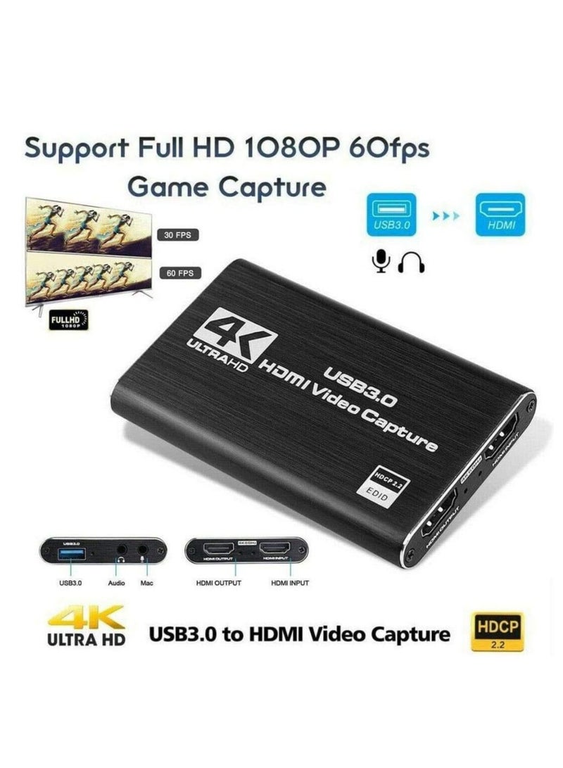 سيوسي بطاقة التقاط الفيديو HDMI 4K، USB3.0 1080P 60FPS HD بزمن استجابة منخفض للغاية، بطاقة التقاط للعب / البث المباشر / مؤتمرات الفيديو لجهاز نينتندو سويتش / PS4 / Xbox One / OBS / كاميرا / الكمبيوتر - Image 4