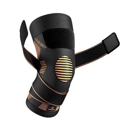 NEENCA Copper Knee Brace with Straps for WomenMen Knee Compression Sleeve for Knee Pain Arthritis ACL Meniscus Tear Joint Pain Relief Knee Support for Running Workout Weightlifting Single - Image 2