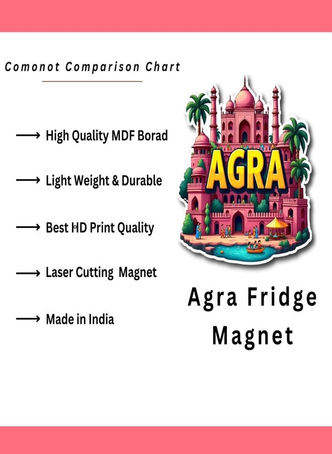 GiftOday Agra City Theme Souvenir Wooden Fridge Magnet for Refrigerator - Agra Printed Magnet for Office and Home Decoration | Perfect Souvenir Gift | Pack of 1 | Size 3x3 Inch - Image 4