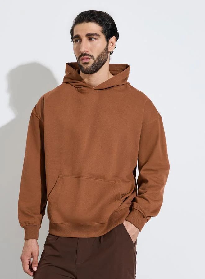 ستايلي Men Brown Back Print Heavy Oversized Hoodie