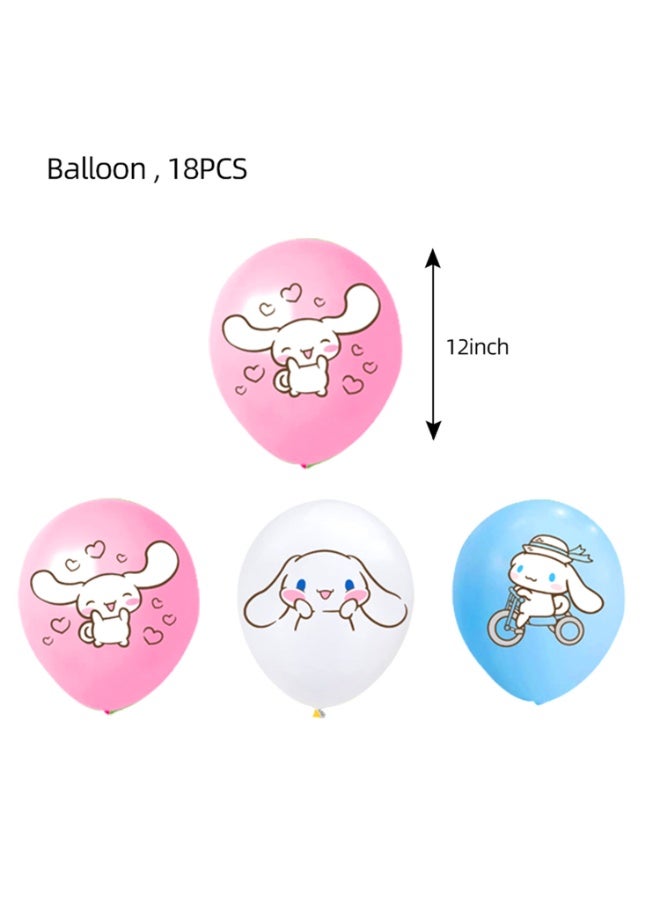 MAGNISHAN Cinnamoroll Theme Party Supplies Set 156 Pcs Cartoon Plates Disposable Tablecloth Birthday Decorations - Image 4