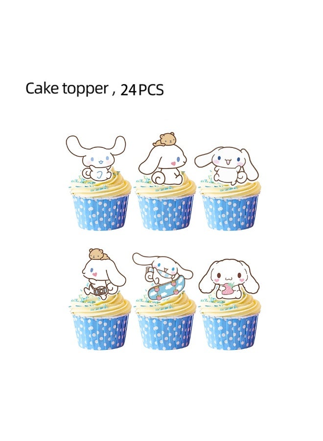 MAGNISHAN Cinnamoroll Theme Party Supplies Set 156 Pcs Cartoon Plates Disposable Tablecloth Birthday Decorations - Image 2