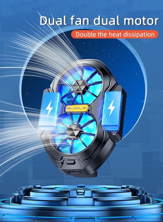 Arabest Phone Cooler with LED Light, Dual Fan USB Rechargeable Mobile Cooling Fan without Noise, Cellphone Radiator for Playing Games Tiktok for Universal iPhone/Android Smartphone - Image 2