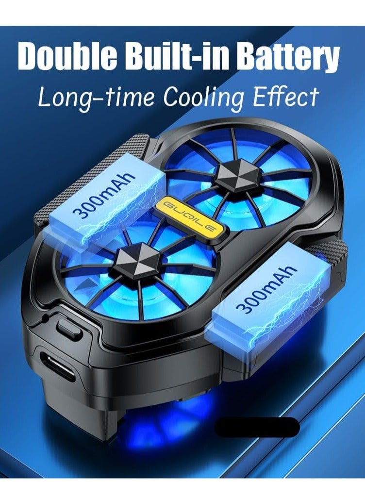 Arabest Phone Cooler with LED Light, Dual Fan USB Rechargeable Mobile Cooling Fan without Noise, Cellphone Radiator for Playing Games Tiktok for Universal iPhone/Android Smartphone - Image 3