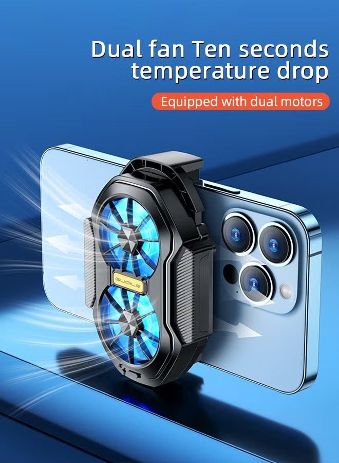Arabest Phone Cooler with LED Light, Dual Fan USB Rechargeable Mobile Cooling Fan without Noise, Cellphone Radiator for Playing Games Tiktok for Universal iPhone/Android Smartphone - Image 5
