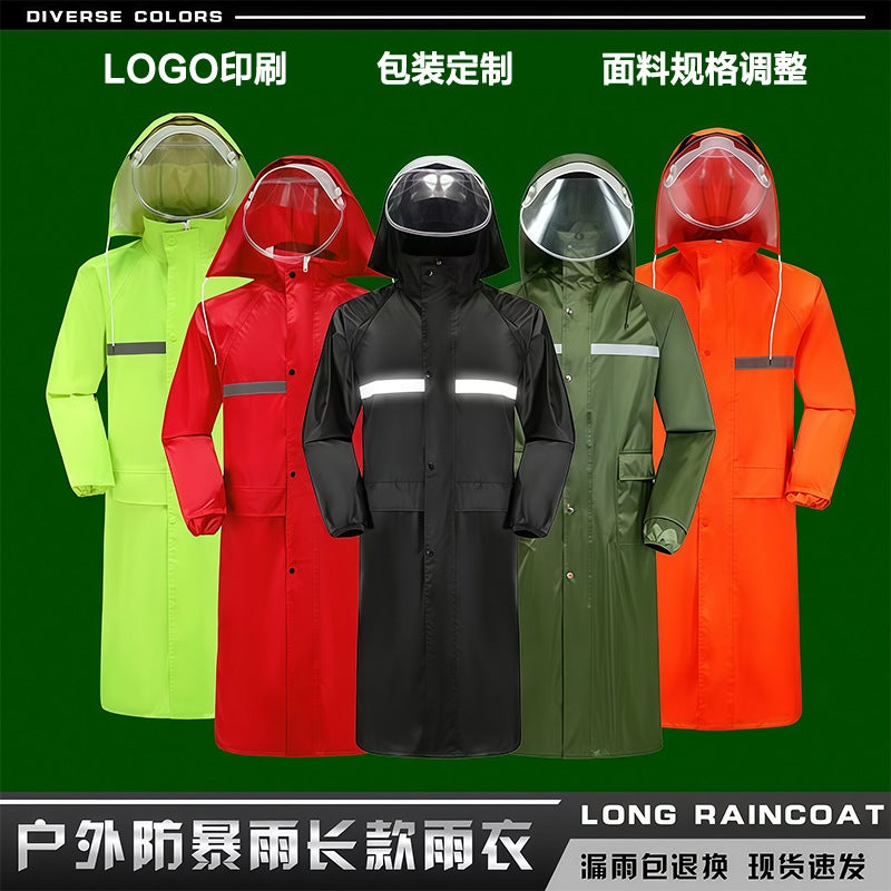 Raincoat Long Full-Body All-In-One Rainproof One-Piece Electric Motorcycle Adult Reflective Thickened Oxford Cloth Poncho - Image 2