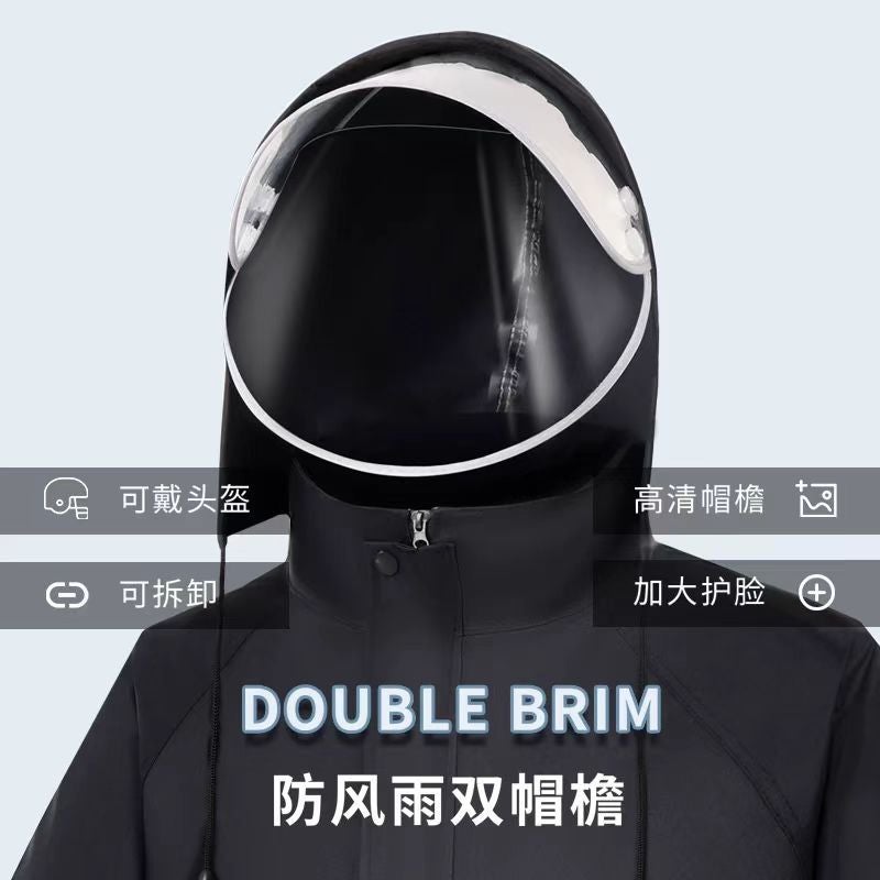 Raincoat Long Full-Body All-In-One Rainproof One-Piece Electric Motorcycle Adult Reflective Thickened Oxford Cloth Poncho - Image 4