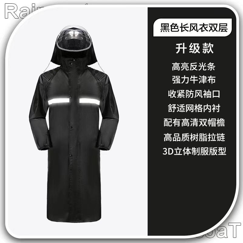 Raincoat Long Full-Body All-In-One Rainproof One-Piece Electric Motorcycle Adult Reflective Thickened Oxford Cloth Poncho - Image 1