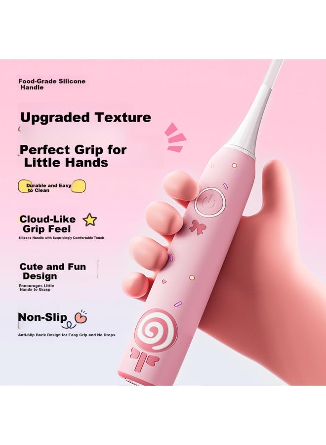 Seago Lollipop Children's Electric Toothbrush Sg-2732 Soft Light Pink Silicone Soft Bristles For Kids 6-12 Years Birthday Gift - Image 1