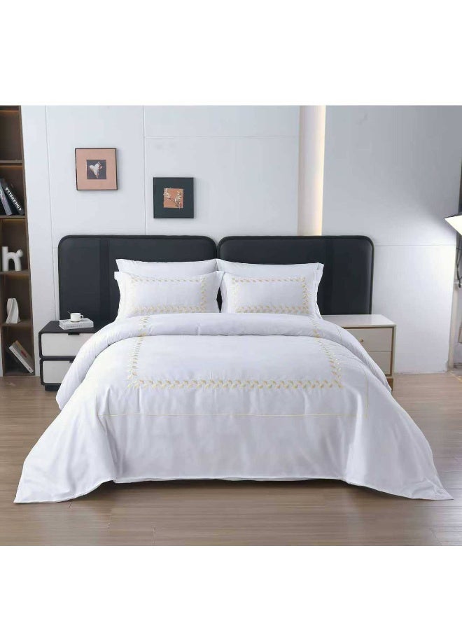 Luxury Soft Cotton Embroidered & Tufted King Size Duvet Cover Set – 6 Pieces Bedding Set with Fitted Sheet & Pillowcases (220×240 cm)