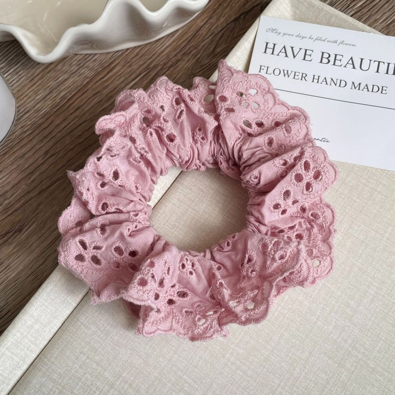 Generic Chic Lace Scrunchie Floral Hair Tie lotus root starch