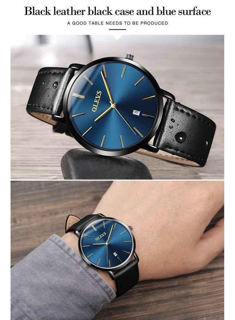 أوليفز Mens Watches Minimalist Ultra Thin Fashion Casual Analog Quartz Date Watch Waterproof Slim Simple Big Face Dress Wrist Watch with Retro Leather Band for Men - Image 5