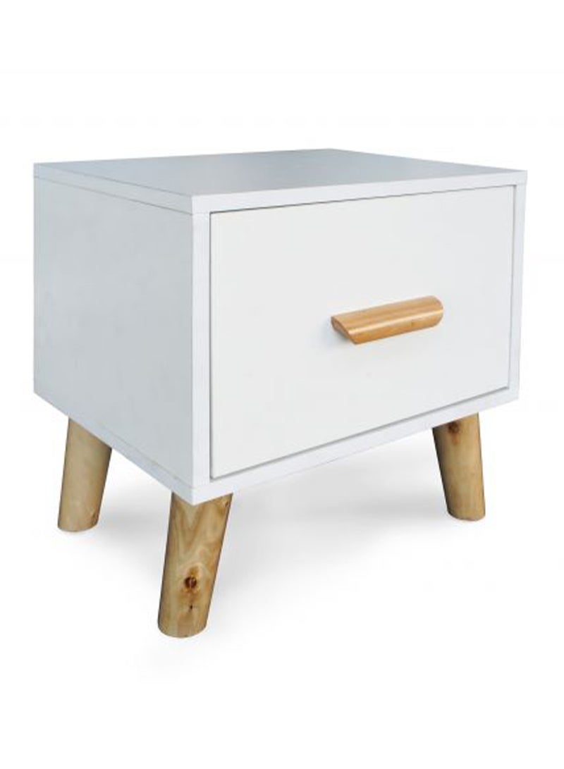 Mahmayi 303-1 Modern Wooden Side Table Storage Unit White Melamine - Image 1