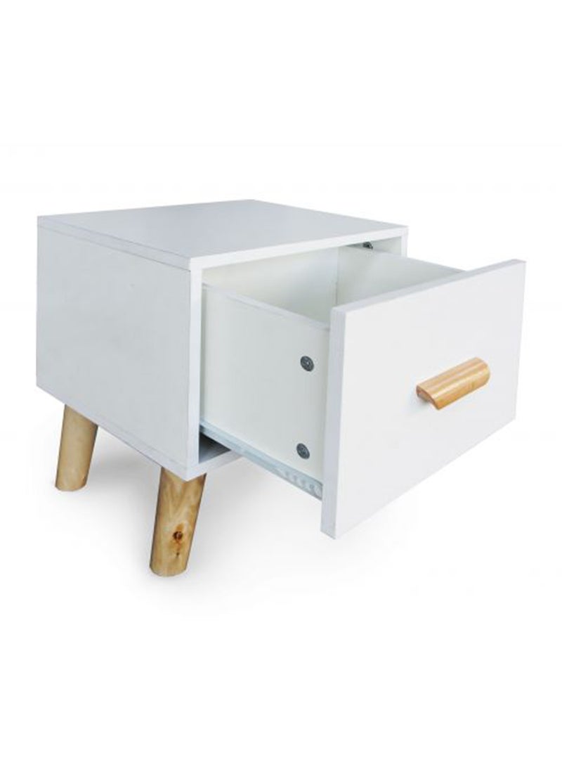 Mahmayi 303-1 Modern Wooden Side Table Storage Unit White Melamine - Image 3