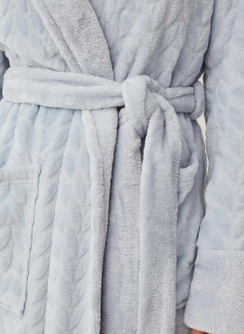 او في اس Dressing Gown With Cable-Knit Design