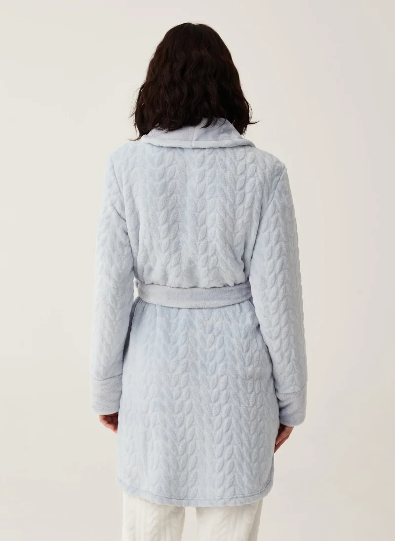 او في اس Dressing Gown With Cable-Knit Design