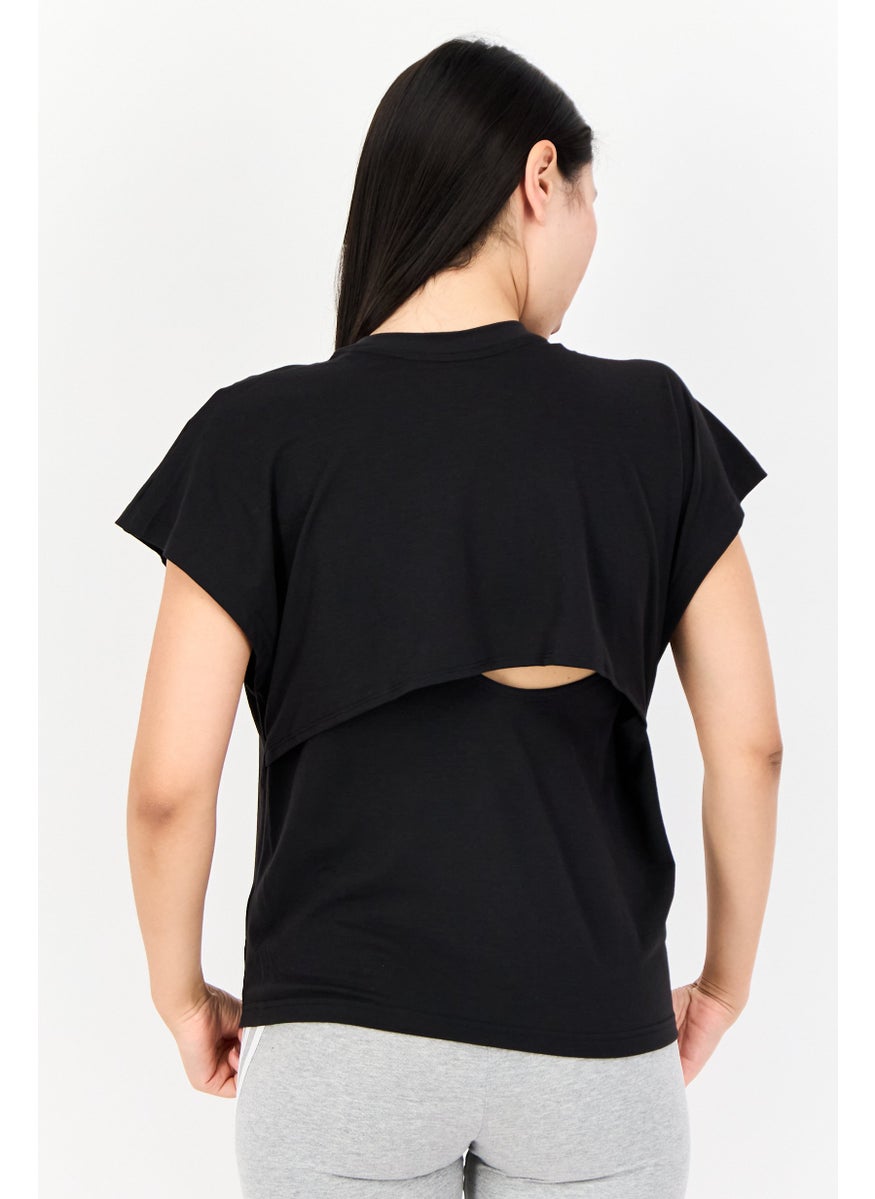 Adidas - Women Sportswear Fit Short Sleeve Training T-Shirt, Black - Image 1