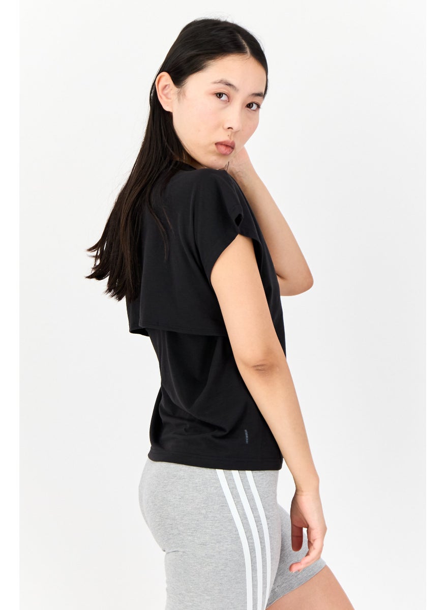 Adidas - Women Sportswear Fit Short Sleeve Training T-Shirt, Black - Image 1