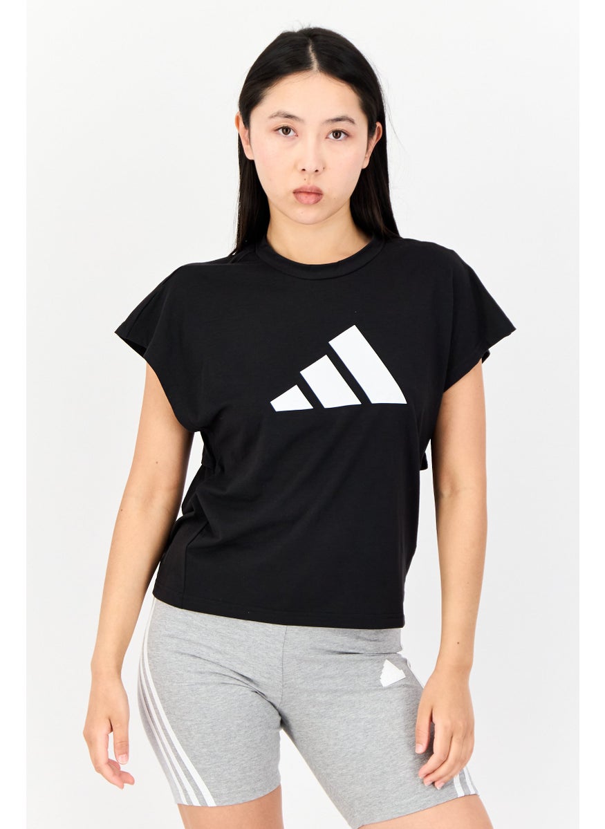 Adidas - Women Sportswear Fit Short Sleeve Training T-Shirt, Black - Image 1