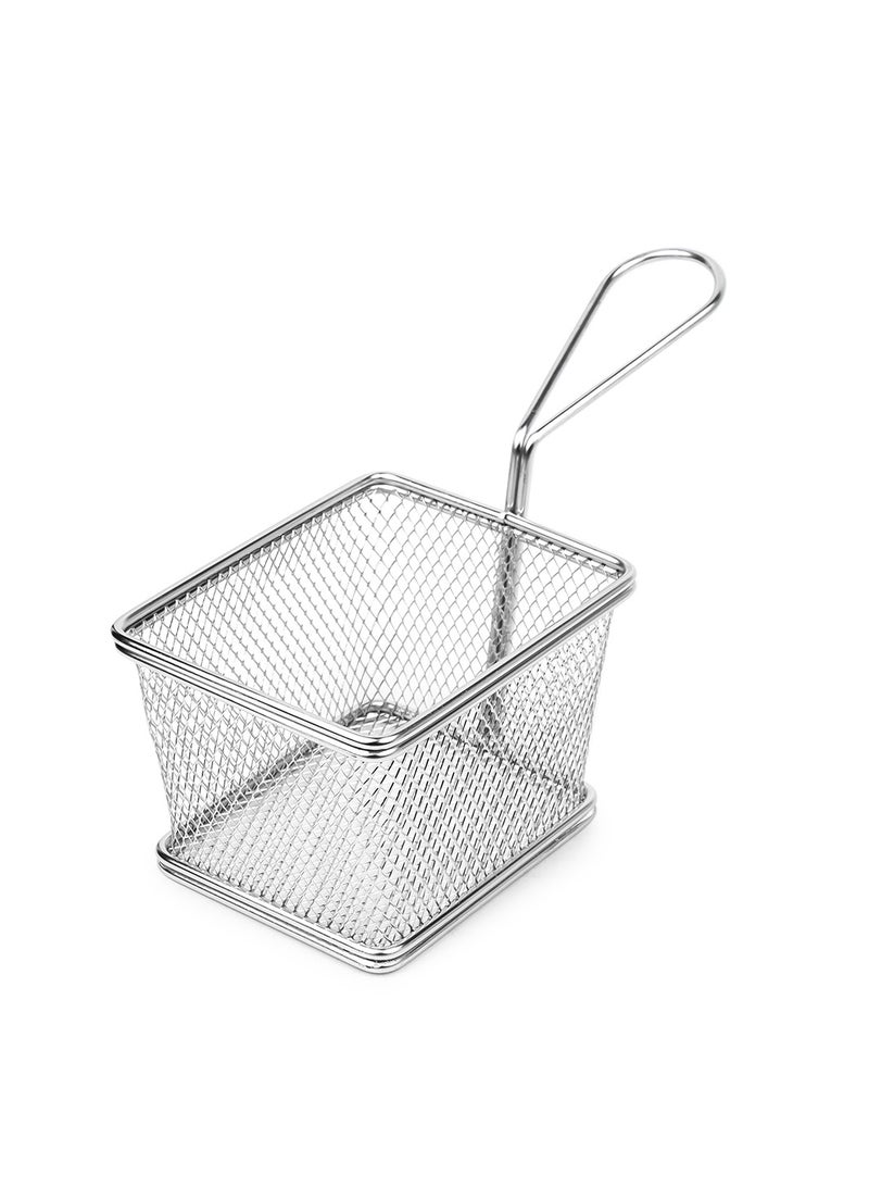 Shallow Acacia Wood Porcelain 4 Pieces Serving Set with Basket, White & Brown - Image 3