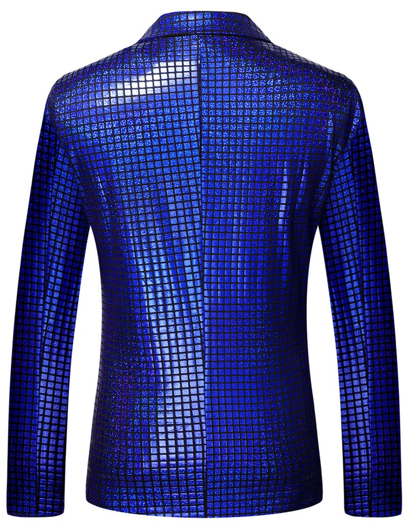Zeroyaa Men'S 70S Disco Suits Metallic Shiny Sequin Outfits Blazer And Pants Set Dance Party Costume Royal Blue X-Large - Image 3